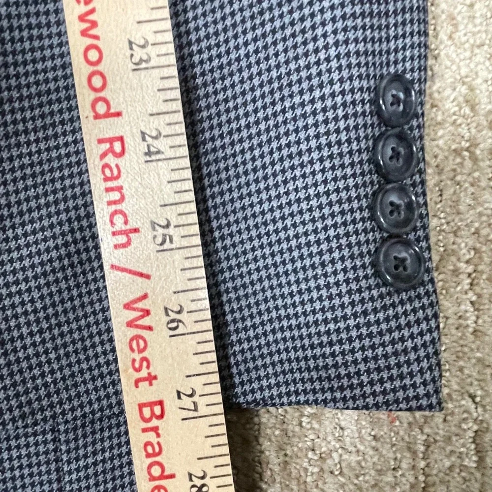 Nautica Blazer Mens 48L Gray Preppy Dark Academia Wool Houndstooth Sport Coat